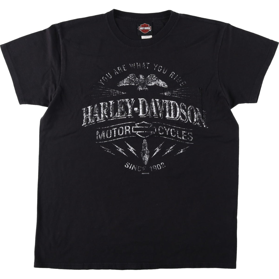 Harley-Davidson Motorcycle Bike T-shirt, Men's Size L cotton black type Vintage Second Hand