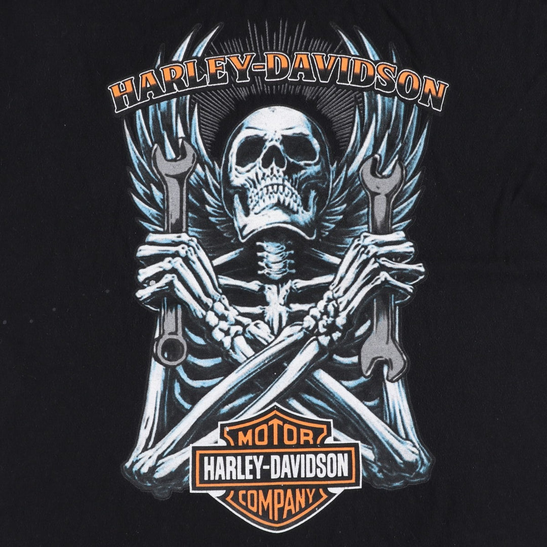 Harley-Davidson Skull Pattern Motorcycle Bike T-shirt Men's XL unclear black type Vintage Second Hand