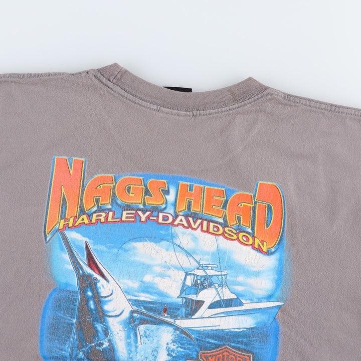 Harley-Davidson Fish Print Motorcycle T-Shirt, Men's Size XXL (approx.) cotton gray type Vintage Second Hand