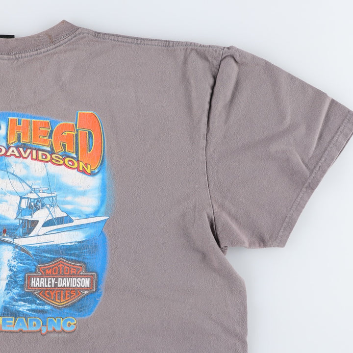 Harley-Davidson Fish Print Motorcycle T-Shirt, Men's Size XXL (approx.) cotton gray type Vintage Second Hand