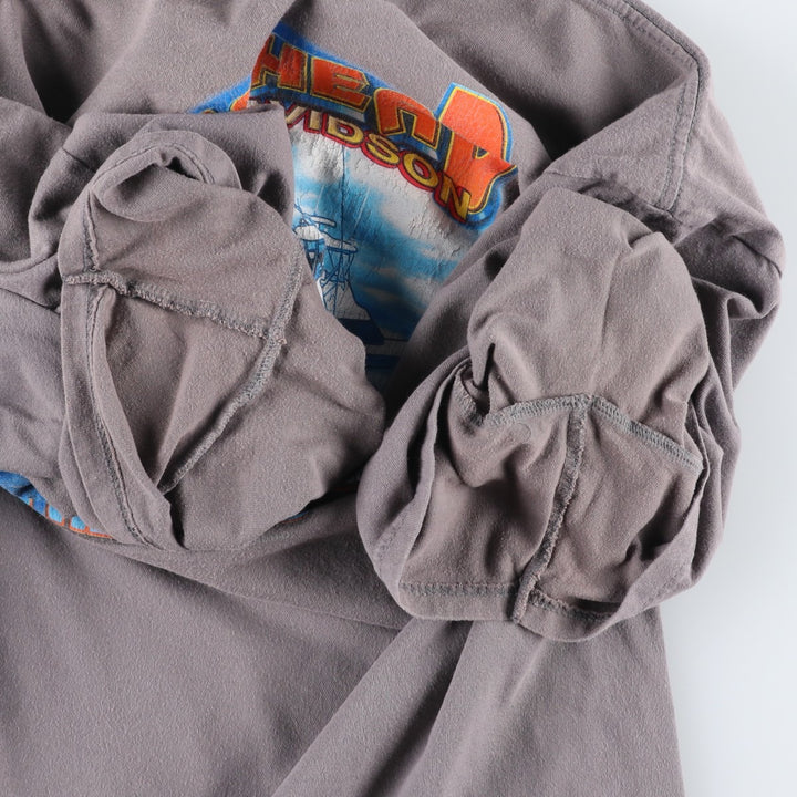 Harley-Davidson Fish Print Motorcycle T-Shirt, Men's Size XXL (approx.) cotton gray type Vintage Second Hand