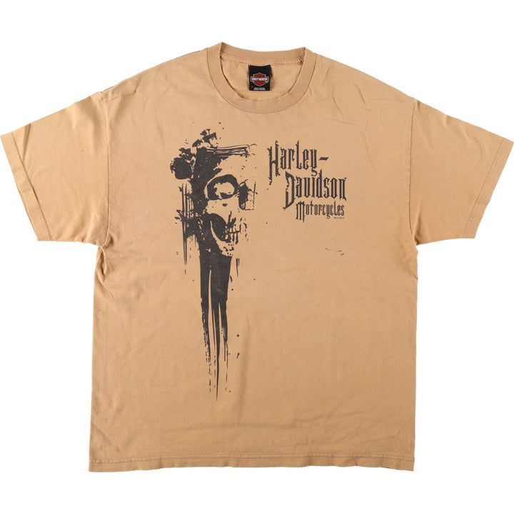 Harley-Davidson Motorcycle Bike T-shirt, Men's XL size cotton beige type brown Vintage Second Hand