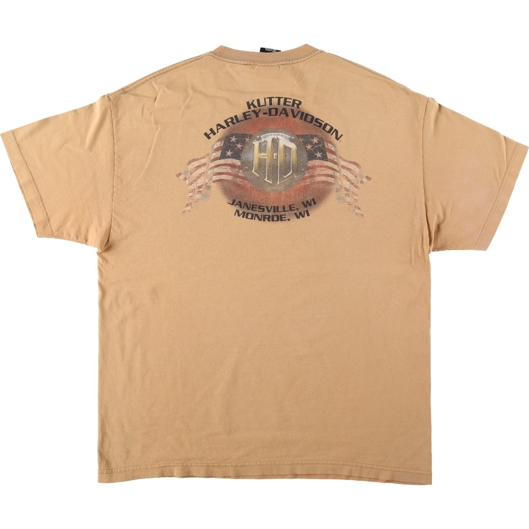 Harley-Davidson Motorcycle Bike T-shirt, Men's XL size cotton beige type brown Vintage Second Hand