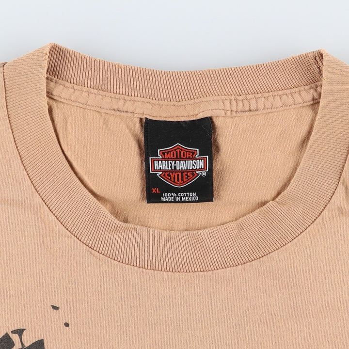 Harley-Davidson Motorcycle Bike T-shirt, Men's XL size cotton beige type brown Vintage Second Hand