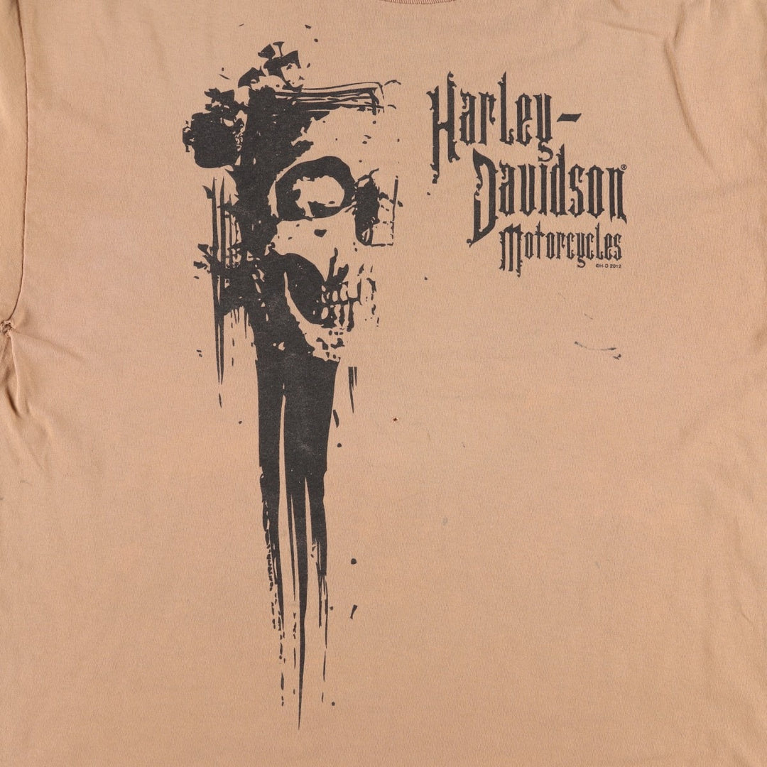 Harley-Davidson Motorcycle Bike T-shirt, Men's XL size cotton beige type brown Vintage Second Hand