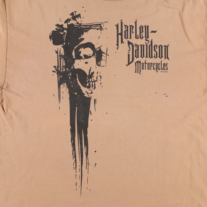 Harley-Davidson Motorcycle Bike T-shirt, Men's XL size cotton beige type brown Vintage Second Hand
