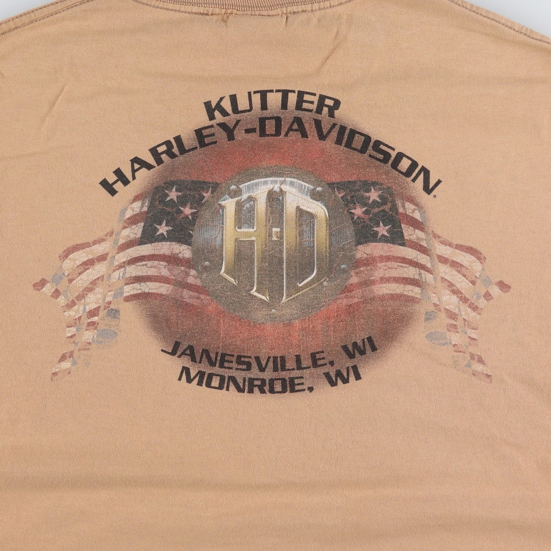 Harley-Davidson Motorcycle Bike T-shirt, Men's XL size cotton beige type brown Vintage Second Hand