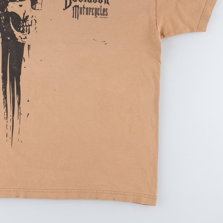 Harley-Davidson Motorcycle Bike T-shirt, Men's XL size cotton beige type brown Vintage Second Hand