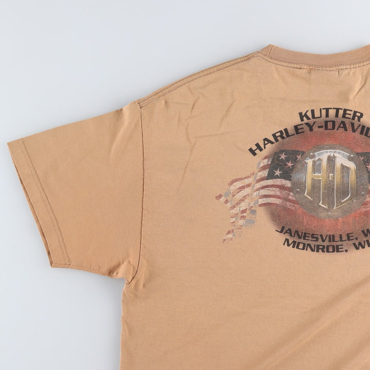 Harley-Davidson Motorcycle Bike T-shirt, Men's XL size cotton beige type brown Vintage Second Hand