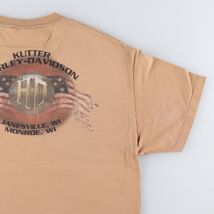 Harley-Davidson Motorcycle Bike T-shirt, Men's XL size cotton beige type brown Vintage Second Hand