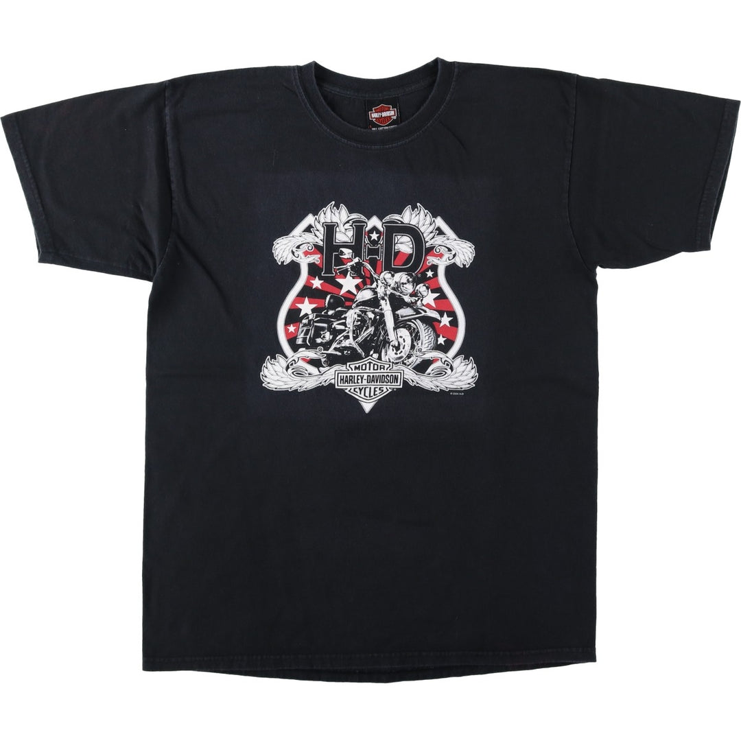 00'S Harley-Davidson Motorcycle Bike T-shirt Men's L size cotton black type Vintage Second Hand