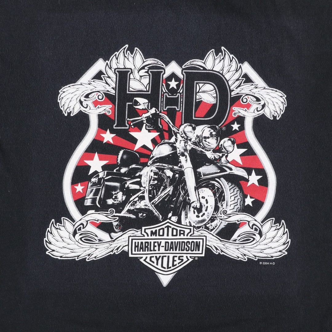 00'S Harley-Davidson Motorcycle Bike T-shirt Men's L size cotton black type Vintage Second Hand