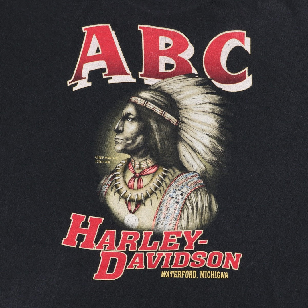 00'S Harley-Davidson Motorcycle Bike T-shirt Men's L size cotton black type Vintage Second Hand
