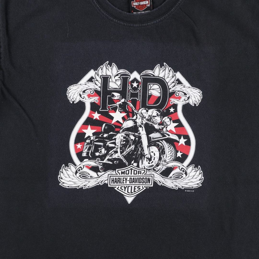 00'S Harley-Davidson Motorcycle Bike T-shirt Men's L size cotton black type Vintage Second Hand