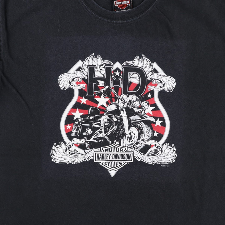00'S Harley-Davidson Motorcycle Bike T-shirt Men's L size cotton black type Vintage Second Hand