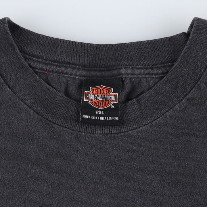 Harley-Davidson American flag pattern motorcycle bike t-shirt, made in the USA, men's size XXL equivalent. cotton black type Vintage Second Hand