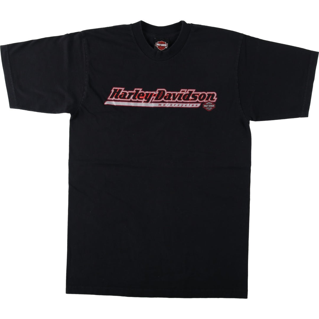 Harley-Davidson Eagle Pattern Motorcycle Bike T-shirt Made in USA Men's L size cotton black type Vintage Second Hand
