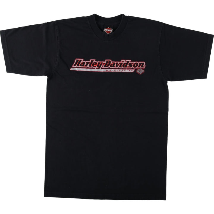 Harley-Davidson Eagle Pattern Motorcycle Bike T-shirt Made in USA Men's L size cotton black type Vintage Second Hand