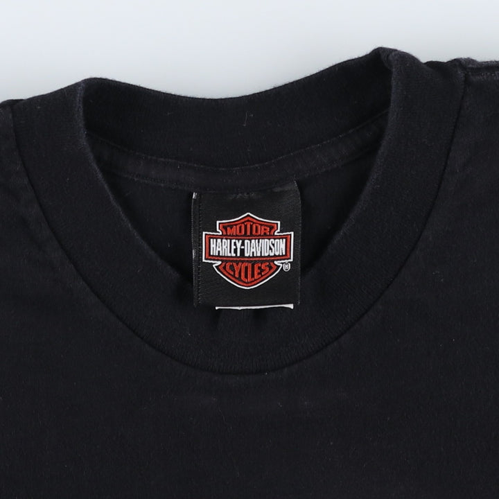 Harley-Davidson Eagle Pattern Motorcycle Bike T-shirt Made in USA Men's L size cotton black type Vintage Second Hand