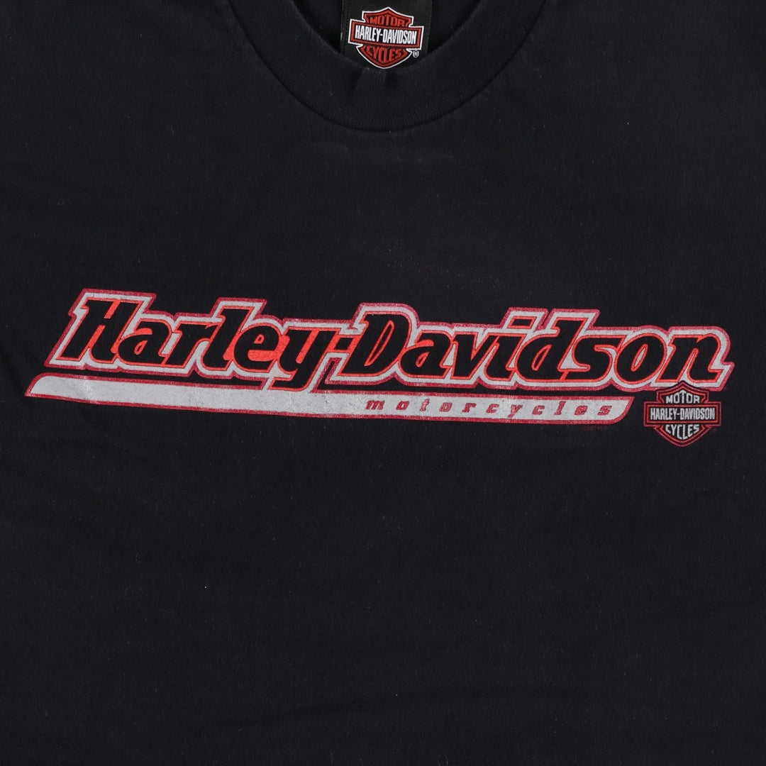 Harley-Davidson Eagle Pattern Motorcycle Bike T-shirt Made in USA Men's L size cotton black type Vintage Second Hand
