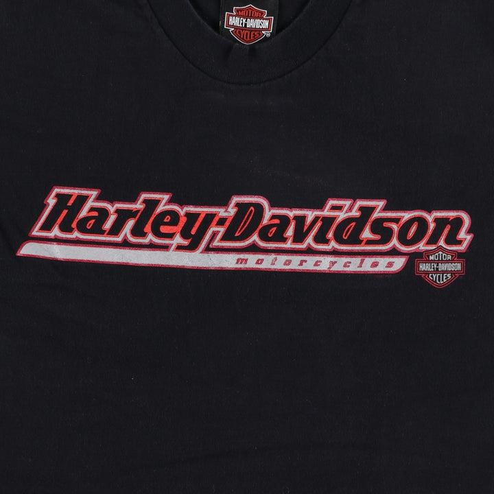 Harley-Davidson Eagle Pattern Motorcycle Bike T-shirt Made in USA Men's L size cotton black type Vintage Second Hand
