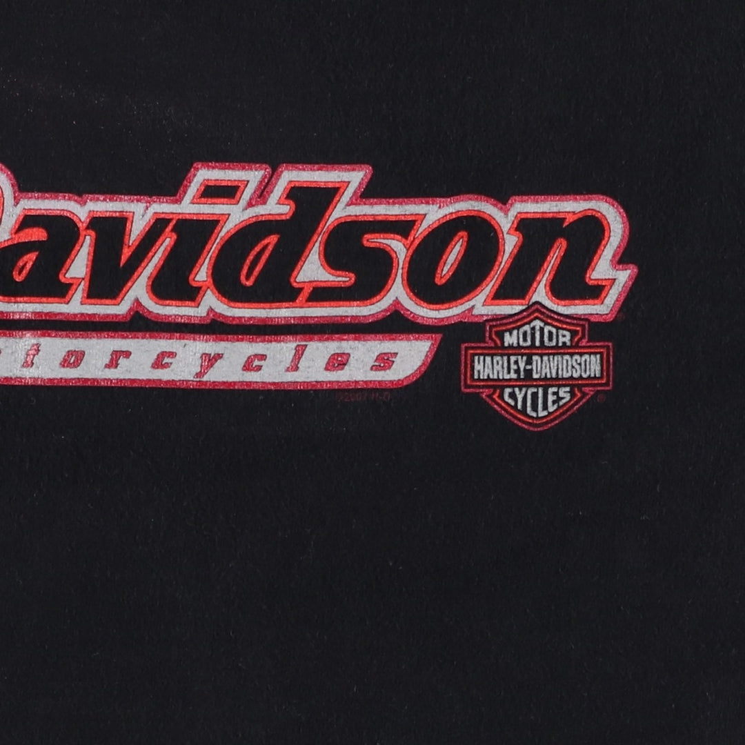 Harley-Davidson Eagle Pattern Motorcycle Bike T-shirt Made in USA Men's L size cotton black type Vintage Second Hand