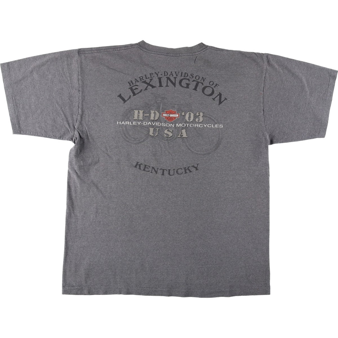 Harley-Davidson Motorcycle T-Shirt, Made in USA, Men's Size XL (equivalent), Double-Sided Print cotton gray type Vintage Second Hand