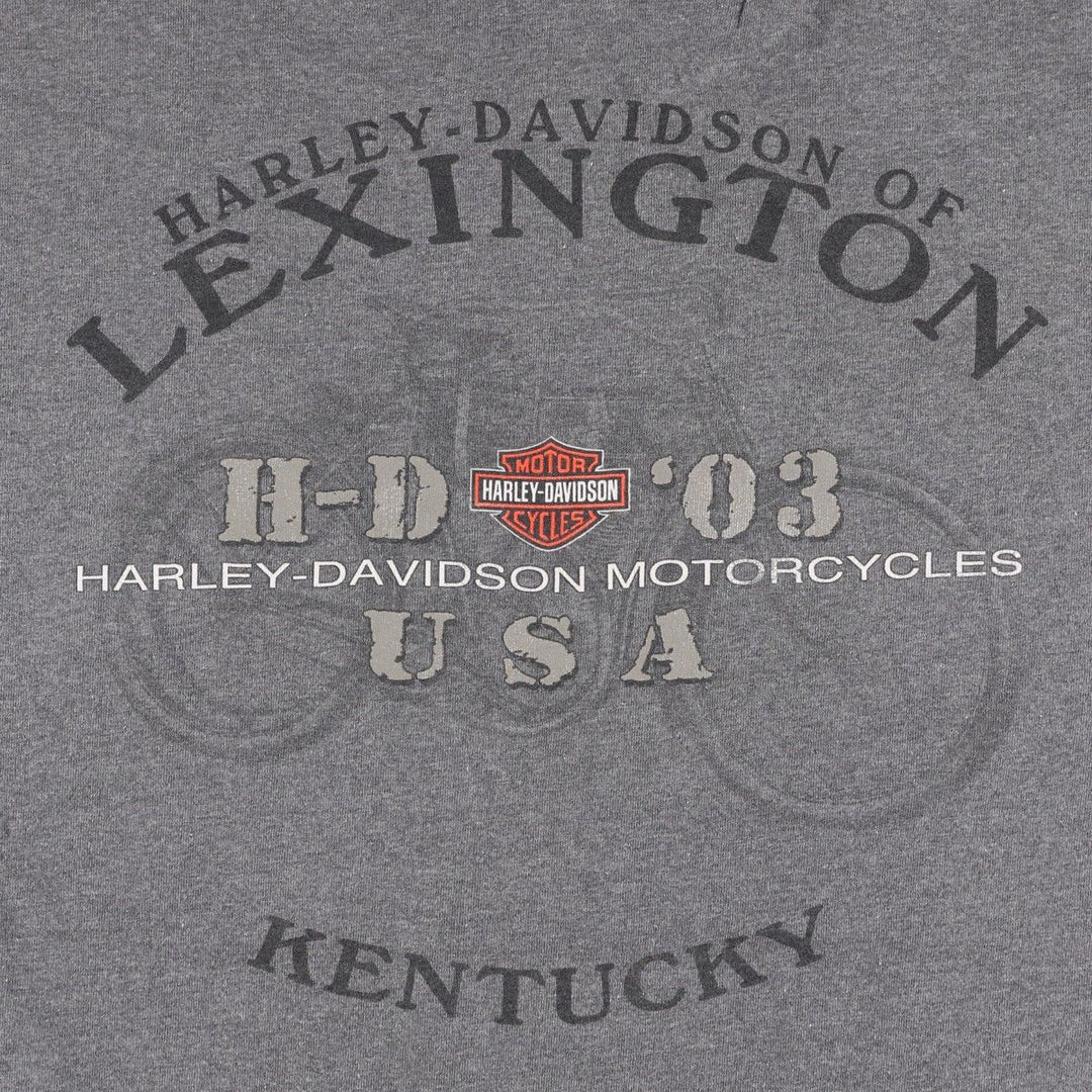 Harley-Davidson Motorcycle T-Shirt, Made in USA, Men's Size XL (equivalent), Double-Sided Print cotton gray type Vintage Second Hand