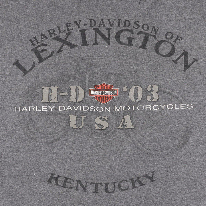 Harley-Davidson Motorcycle T-Shirt, Made in USA, Men's Size XL (equivalent), Double-Sided Print cotton gray type Vintage Second Hand