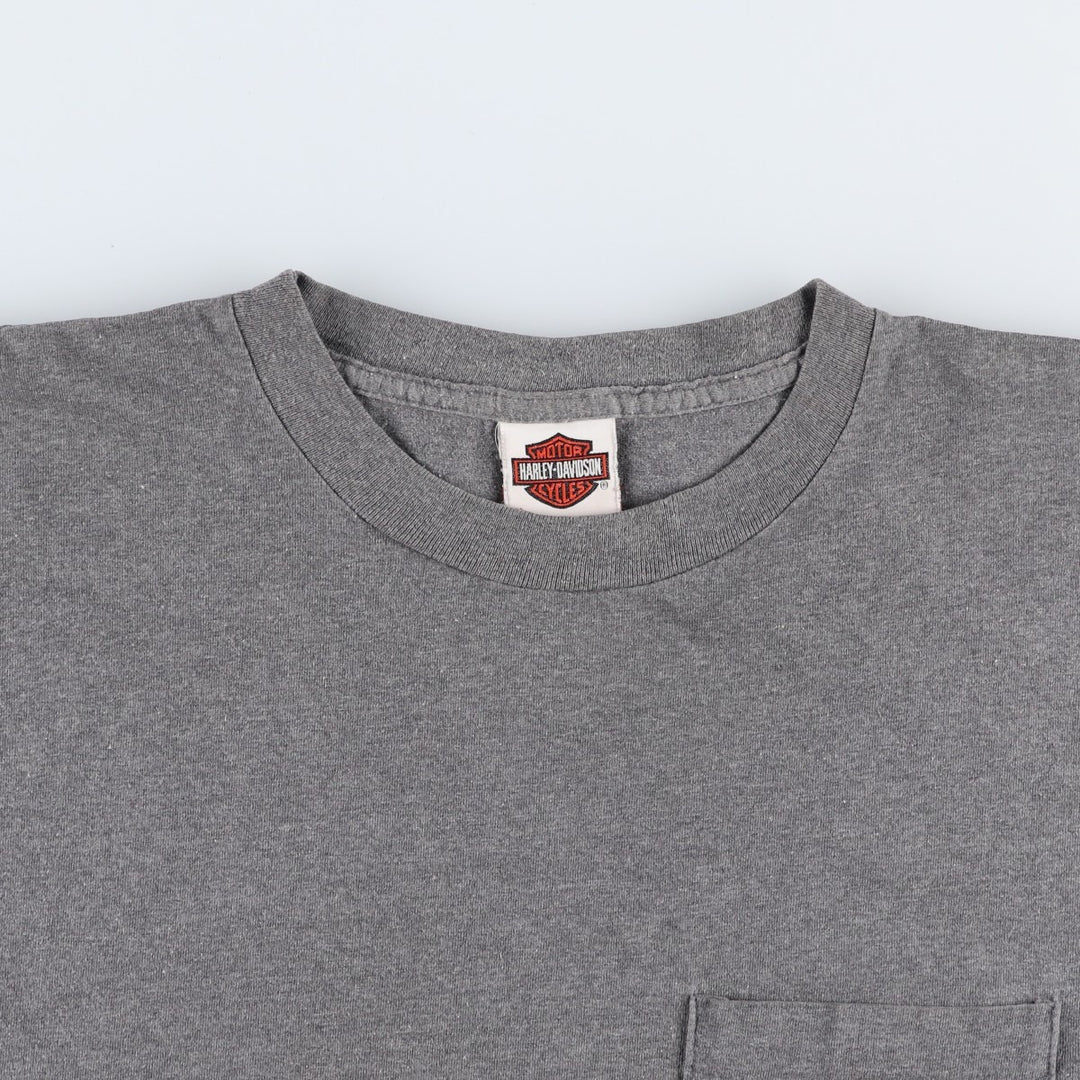 Harley-Davidson Motorcycle T-Shirt, Made in USA, Men's Size XL (equivalent), Double-Sided Print cotton gray type Vintage Second Hand