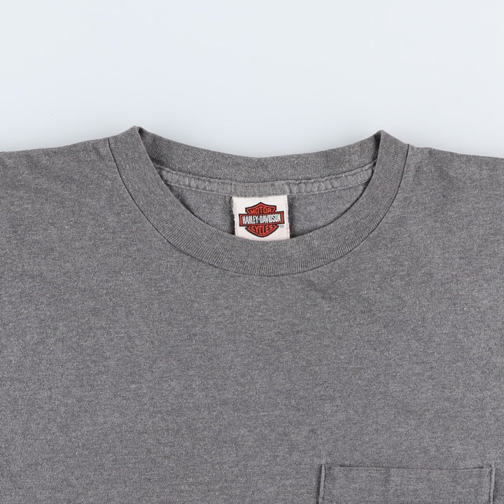 Harley-Davidson Motorcycle T-Shirt, Made in USA, Men's Size XL (equivalent), Double-Sided Print cotton gray type Vintage Second Hand