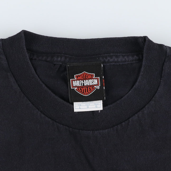 00'S Harley-Davidson Motorcycle Bike T-shirt Men's L size cotton black type Vintage Second Hand
