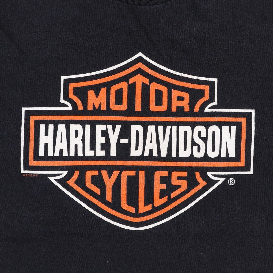 00'S Harley-Davidson Motorcycle Bike T-shirt Men's L size cotton black type Vintage Second Hand