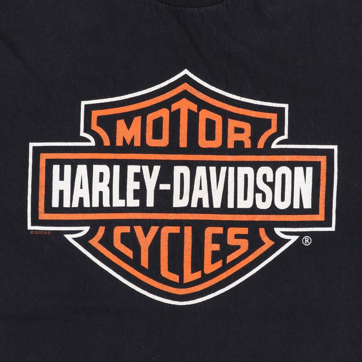 00'S Harley-Davidson Motorcycle Bike T-shirt Men's L size cotton black type Vintage Second Hand