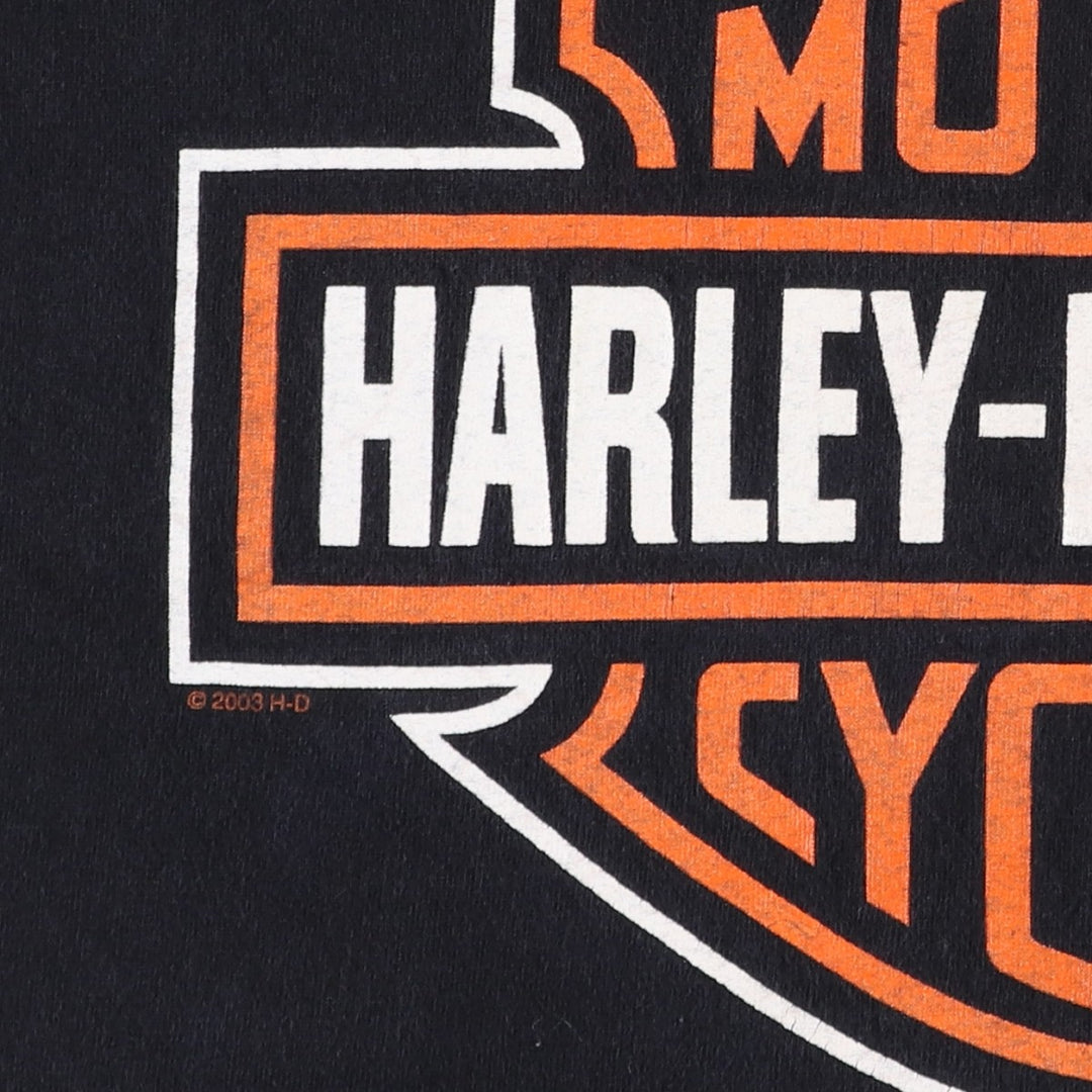 00'S Harley-Davidson Motorcycle Bike T-shirt Men's L size cotton black type Vintage Second Hand