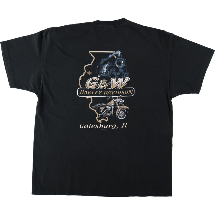 00'S Harley-Davidson Motorcycle Bike T-shirt Made in USA Men's XL cotton black type Vintage Second Hand