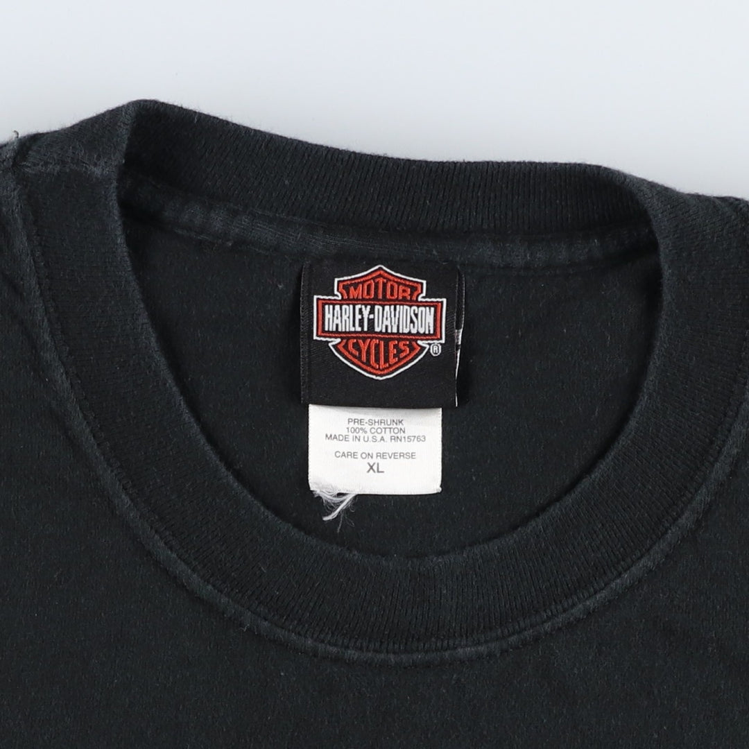 00'S Harley-Davidson Motorcycle Bike T-shirt Made in USA Men's XL cotton black type Vintage Second Hand