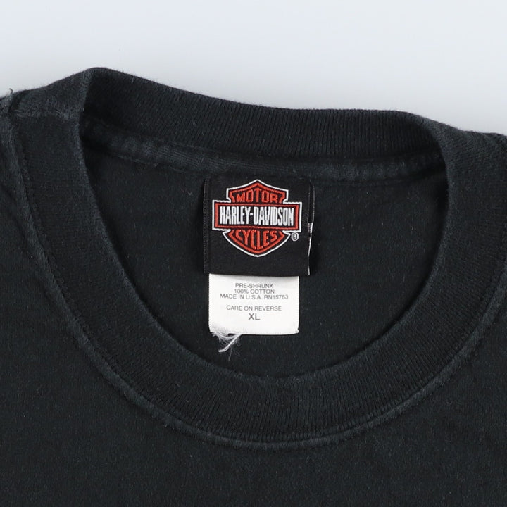 00'S Harley-Davidson Motorcycle Bike T-shirt Made in USA Men's XL cotton black type Vintage Second Hand