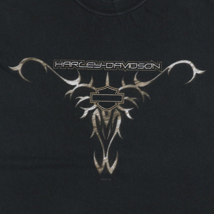 00'S Harley-Davidson Motorcycle Bike T-shirt Made in USA Men's XL cotton black type Vintage Second Hand