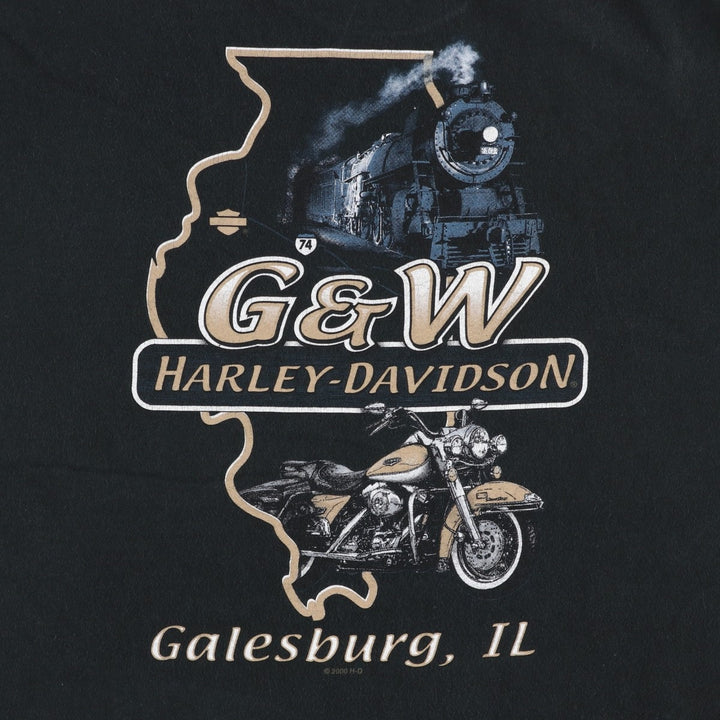00'S Harley-Davidson Motorcycle Bike T-shirt Made in USA Men's XL cotton black type Vintage Second Hand