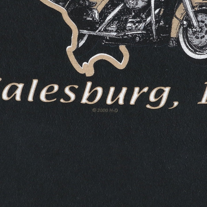 00'S Harley-Davidson Motorcycle Bike T-shirt Made in USA Men's XL cotton black type Vintage Second Hand