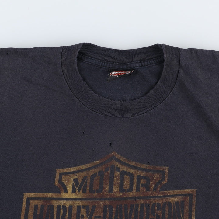 00'S Harley-Davidson Motorcycle Bike T-shirt Men's XL size unclear black type Vintage Second Hand