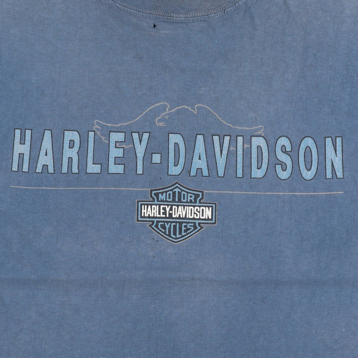 Harley-Davidson Sleeveless Motorcycle T-Shirt, Made in USA, Men's Size L (Equivalent), Vintage cotton blue type Vintage Second Hand