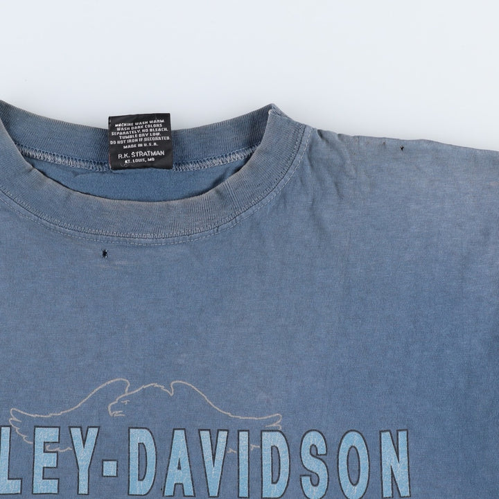 Harley-Davidson Sleeveless Motorcycle T-Shirt, Made in USA, Men's Size L (Equivalent), Vintage cotton blue type Vintage Second Hand