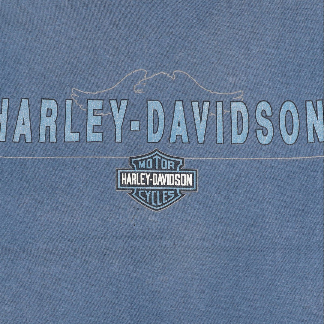 Harley-Davidson Sleeveless Motorcycle T-Shirt, Made in USA, Men's Size L (Equivalent), Vintage cotton blue type Vintage Second Hand