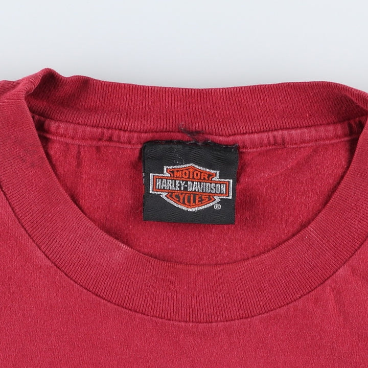 00'S Harley-Davidson Eagle Pattern Motorcycle Bike T-shirt Men's XL cotton red type Vintage Second Hand