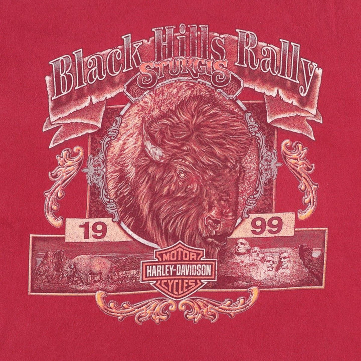 00'S Harley-Davidson Eagle Pattern Motorcycle Bike T-shirt Men's XL cotton red type Vintage Second Hand