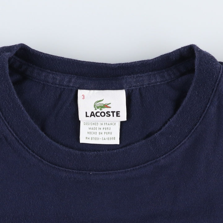 Lacoste (LACOSTE) French-designed short-sleeved T-shirt with a single logo, size 3 (equivalent to men's S). cotton navy blue type Vintage Second Hand