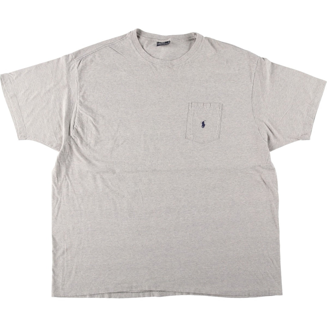 Ralph Lauren POLO by Ralph Lauren Short-Sleeve T-Shirt with One-Point Logo Pocket, Men's Size XXL (approx.) cotton gray type Vintage Second Hand