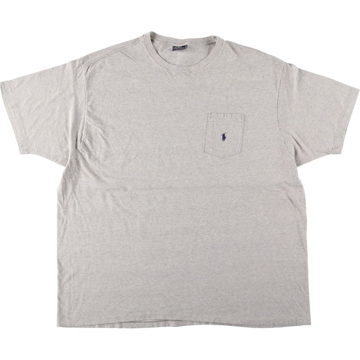 Ralph Lauren POLO by Ralph Lauren Short-Sleeve T-Shirt with One-Point Logo Pocket, Men's Size XXL (approx.) cotton gray type Vintage Second Hand